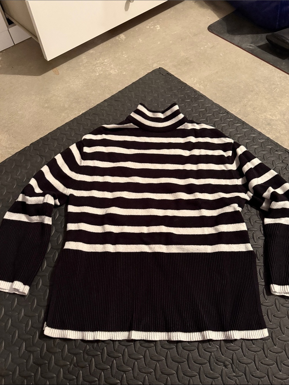 Striped Black and White Turtleneck Sweater